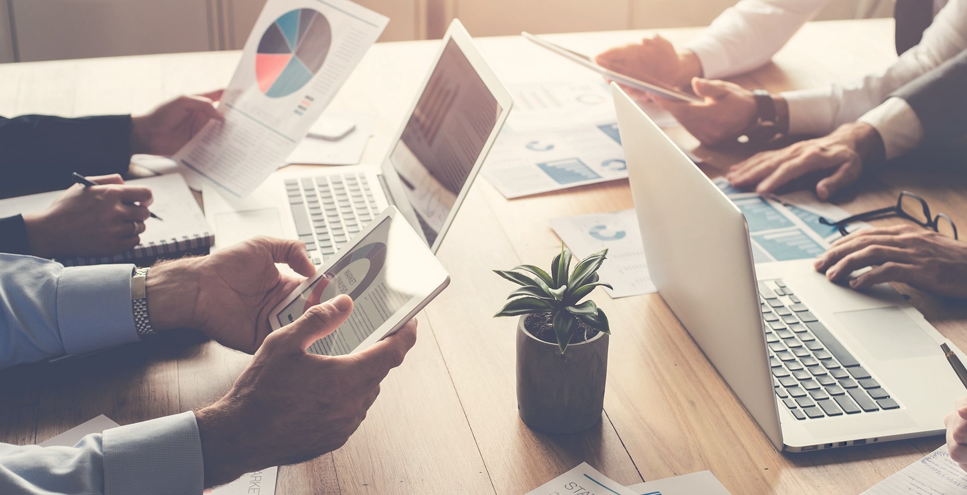Professional team working with business analytics and documents